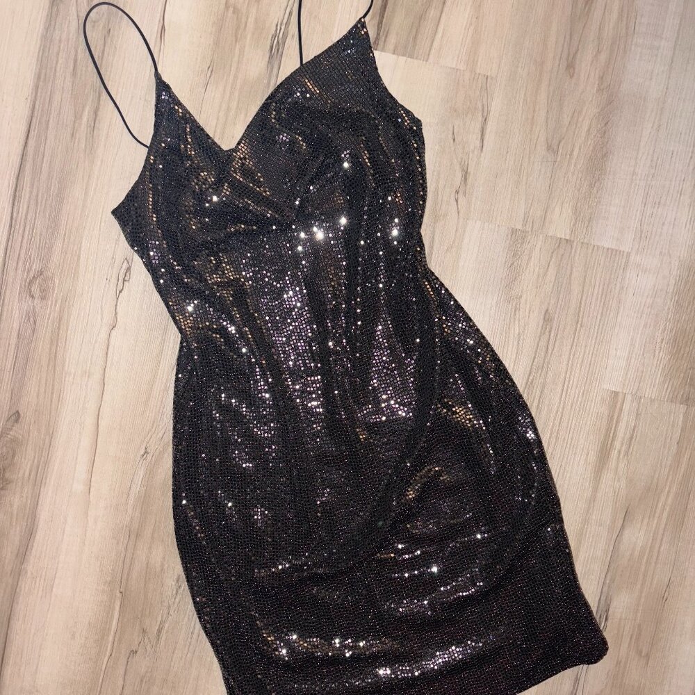 Garage Sequins Cowl Neck Party Dress Medium